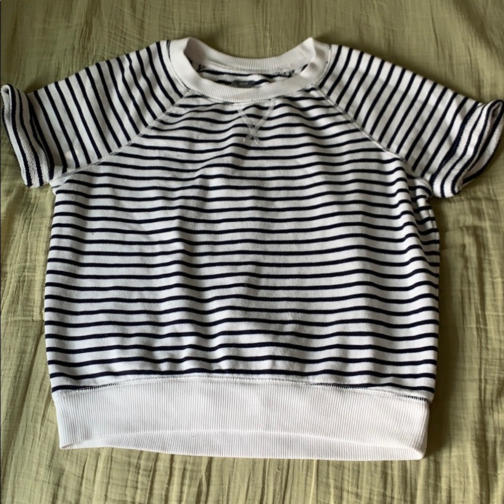 Aerie Short-Sleeved Striped Sweatshirt EUC